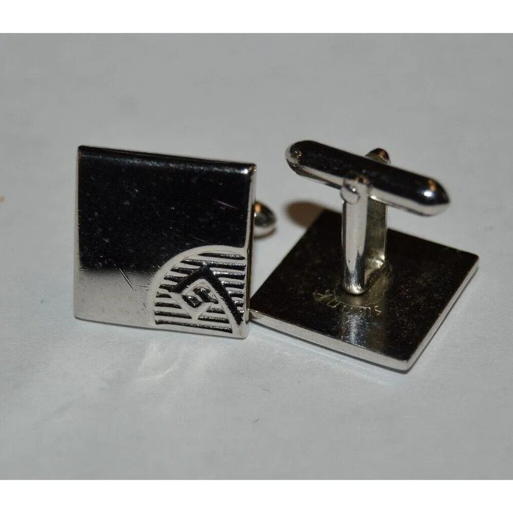 Vintage Silver Tone Square SWANK High End Classic Men's Cuff Links Rare